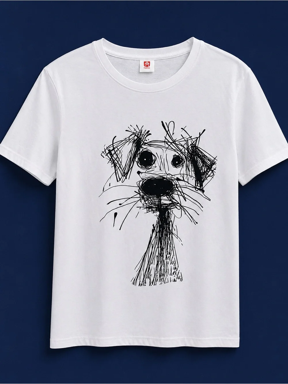 White Dog Sketch T-Shirt - Unbranded